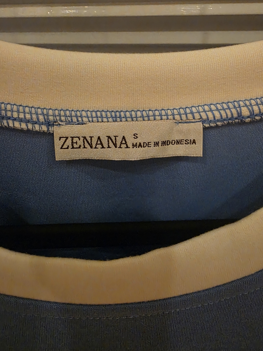 Zenana Outfitters Blue Wide-Leg Scuba Set with Cream Trim - Picture 4 of 5